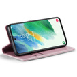 Carcasă flip CASEME pentru Samsung Galaxy S21 FE, Waxy Textured, roz