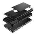 Huse pentru Samsung Galaxy S22, Sliding Card Holder, negru