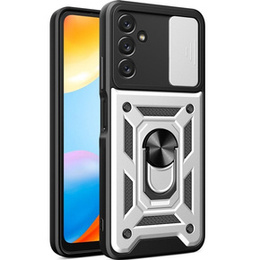 Husă blindată pentru Samsung Galaxy A14 4G/5G, CamShield Slide, de argint