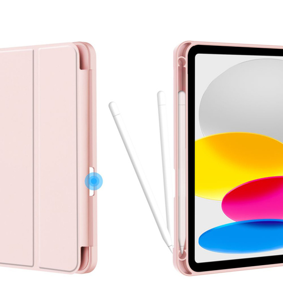 Carcasă pentru iPad 10.9 2022 10 Gen, Smart Pencil, cu suport pentru stylus, roz