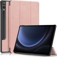 Husă pentru Samsung Galaxy Tab S9 FE+ Plus, Smartcase cu spațiu pentru stylus, roz rose gold