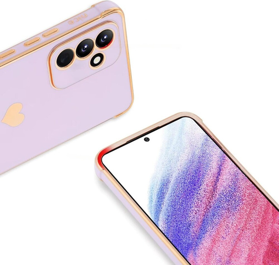 Husă pentru Samsung Galaxy A15 4G / 5G, Electro heart, violet + Sticlă ceramică Full Glue