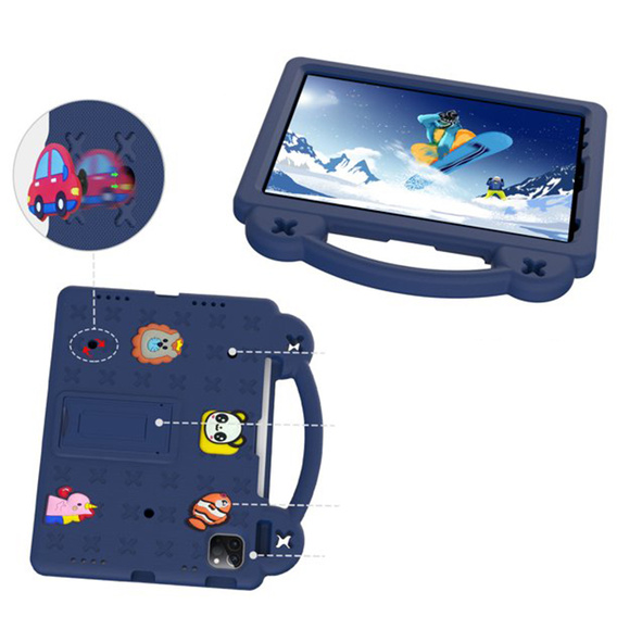 Husă pentru copii pentru iPad 10.9 2022 10 Gen, Cute Patterns, cu suport, albastru închis