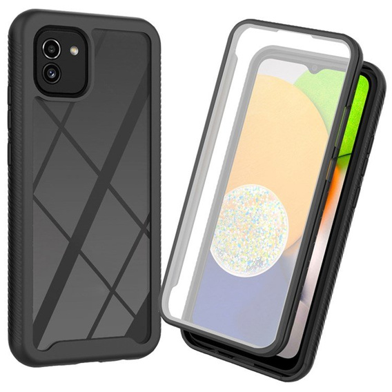 Carcasă pentru Samsung Galaxy A03, Shockproof, cu folie, negru