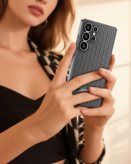 Huse pentru Samsung Galaxy S25 Ultra, GKK Woven Leather, gri