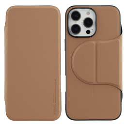 Husă X-LEVEL pentru iPhone 16 Pro Max, Magnetic Card Holder, maro