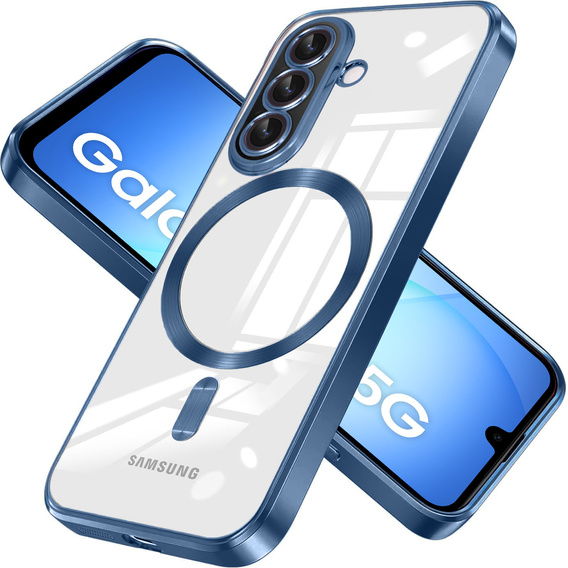 Husă pentru Samsung Galaxy A17 5G, Electro MagSafe, transparentă cu laturi albastru închis