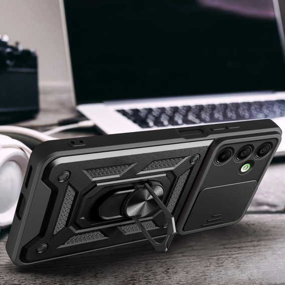 Husă blindată pentru Samsung Galaxy A16, CamShield Slide, negru