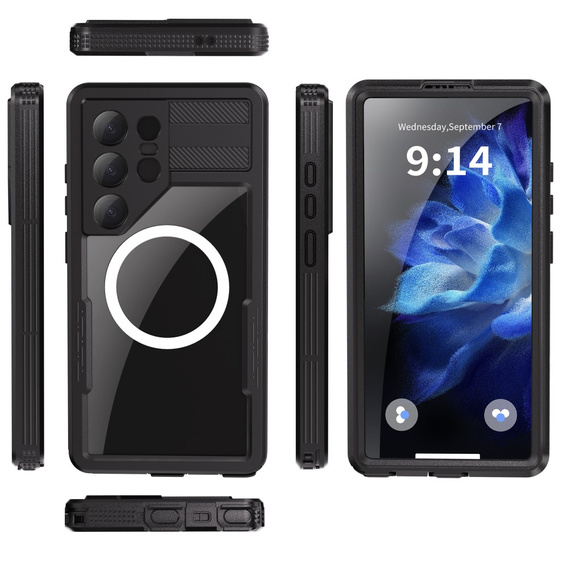 Husă impermeabilă pentru Samsung Galaxy S25 Ultra, Redpepper, pentru MagSafe, negru