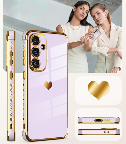 Carcasa pentru Samsung Galaxy A26, Electro heart, violet + sticlă 9H