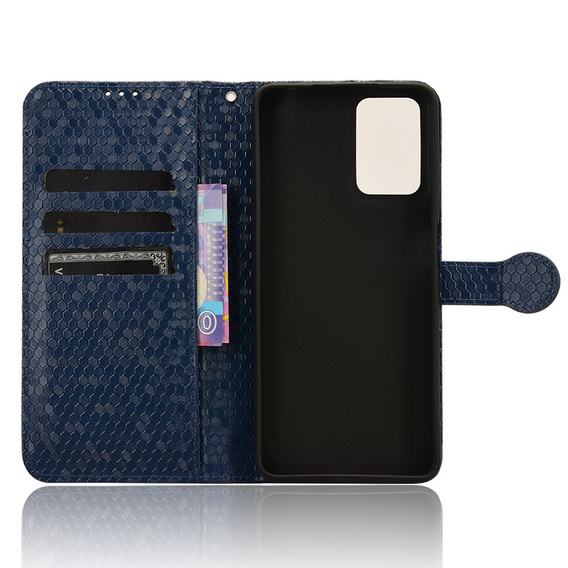 Husa cu clapetă pentru Motorola Moto G24 / G24 Power / G04, Wallet Rhombus, albastru
