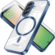 Husă pentru Samsung Galaxy A56, Electro MagSafe, albastru închis + Sticlă pentru ecran