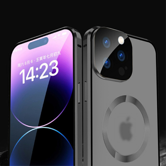 Carcasa Magnetic Dual Glass MagSafe pentru iPhone 15 Pro Max, negru