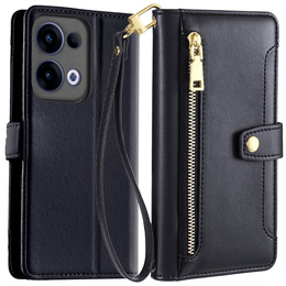 Cu clapetă pentru Oppo Reno 13, Wallet Zipper Pocket, negru