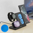 Încărcător wireless inductiv 3 în 1 QI rapid pentru Samsung S25 S24 S23 Galaxy Watch Buds Stație neagră