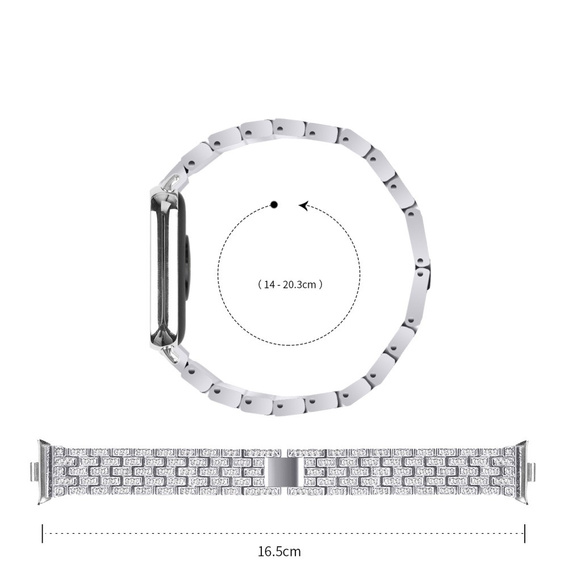 Brățară cu diamante pentru Xiaomi Smart Band 8 Pro, argintiu
