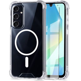 Husă pentru Samsung Galaxy A16, Fusion Hybrid Case, pentru MagSafe, transparentă + Sticlă pentru ecran