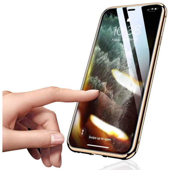 Husa pentru iPhone 12, Magnetic Dual Glass, de aur