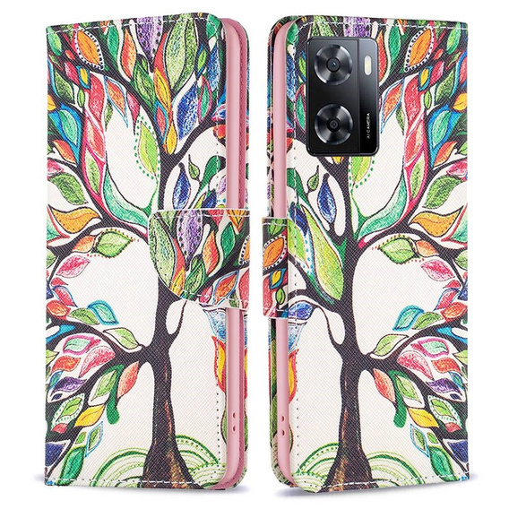 Cu clapetă pentru OPPO A57 / A57s, Wallet, tree of life, alb