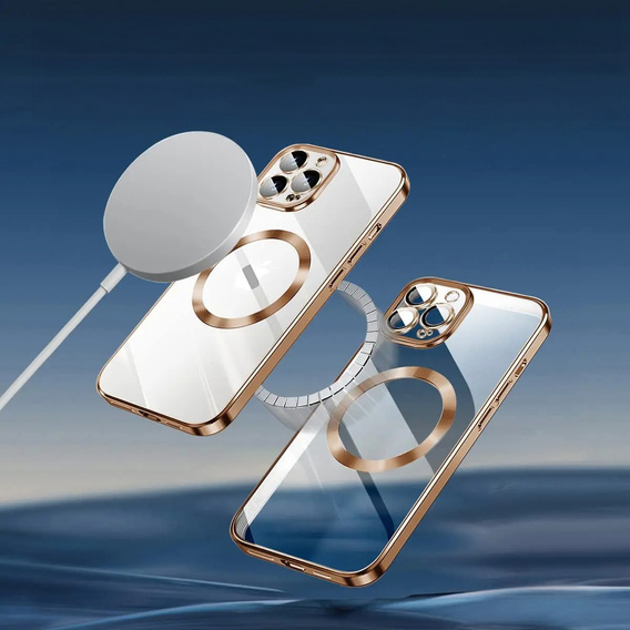 Husă pentru iPhone 11 Pro Max, Electro MagSafe, de aur + Sticlă pentru ecran