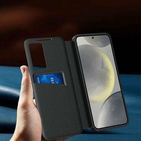 Husă cu clapetă pentru Samsung Galaxy S25 Edge, Smart View Wallet, negru