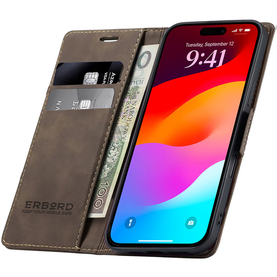 ERBORD Carcasă portofel Vintage cu clapetă pentru iPhone 17 Pro Max