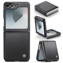 Husă pentru Samsung Galaxy Z Flip7 FE / Z Flip6, CASEME Litchi Leather, negru