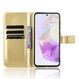 Cu clapetă pentru Samsung Galaxy A56, Crazy Horse Wallet, de aur