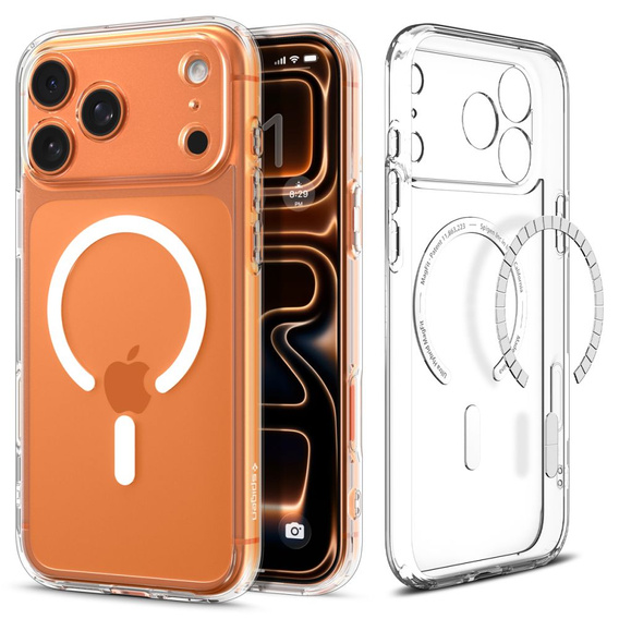 Carcasă Spigen Ultra Hybrid MagSafe pentru iPhone 17 Pro, transparentă / albă