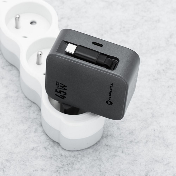 Încărcător de rețea Forcell F-Energy 45W GaN cu cablu USB-C