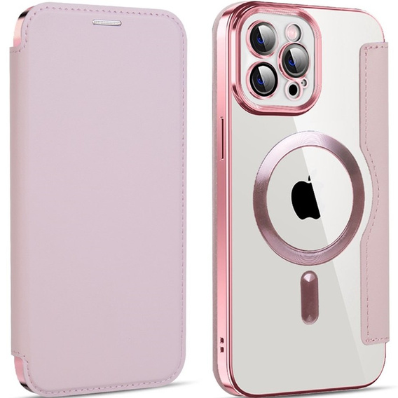 Cu clapetă pentru iPhone 11 Pro Max, RFID Wallet MagSafe CamShield, roz