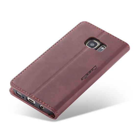 Husa CASEME pentru Samsung Galaxy S7, Leather Wallet Case, maroon