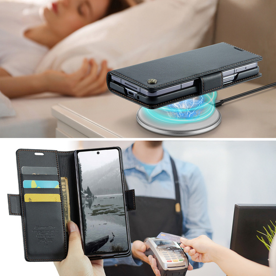 CASEME Litchi Wallet flip caz pentru Samsung Galaxy Z Fold7 5G