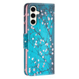 Cu clapetă pentru Samsung Galaxy S23 FE, Wallet, Sakura albastru