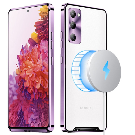 Carcasă de protecție pentru camera foto pentru Samsung Galaxy S20 FE, CamShield MagSafe, transparent / violet