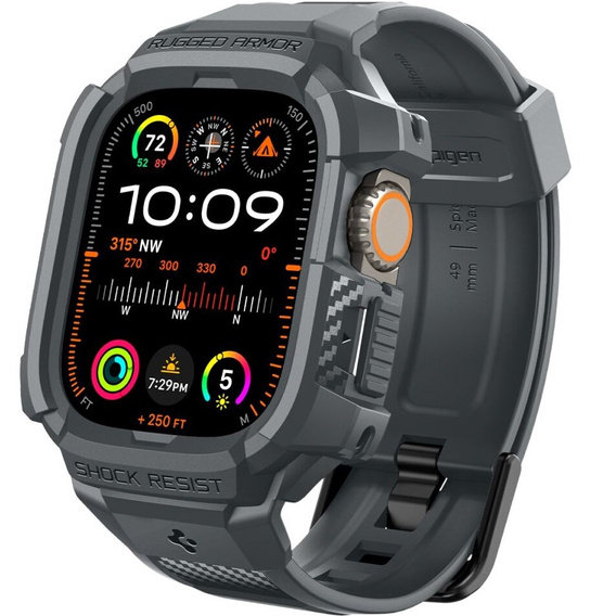 Pasek z etui Spigen do Apple Watch 4/5/6/7/8/SE 44/45mm, Rugged Armor Pro, Szary