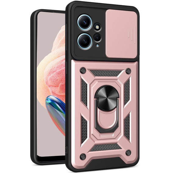 Husă blindată pentru Xiaomi Redmi Note 12 4G, CamShield Slide, roz rose gold