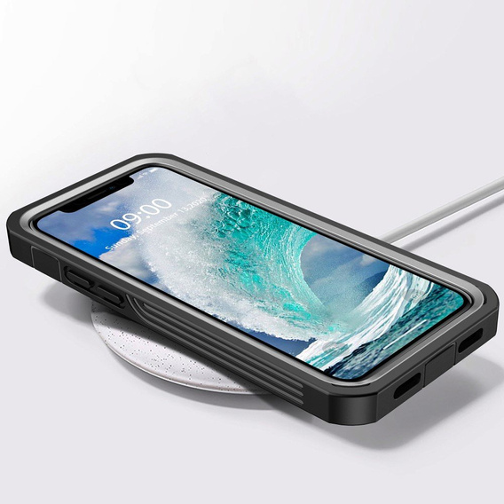 Carcasă pentru iPhone 12/12 Pro, Shockproof, cu folie, negru