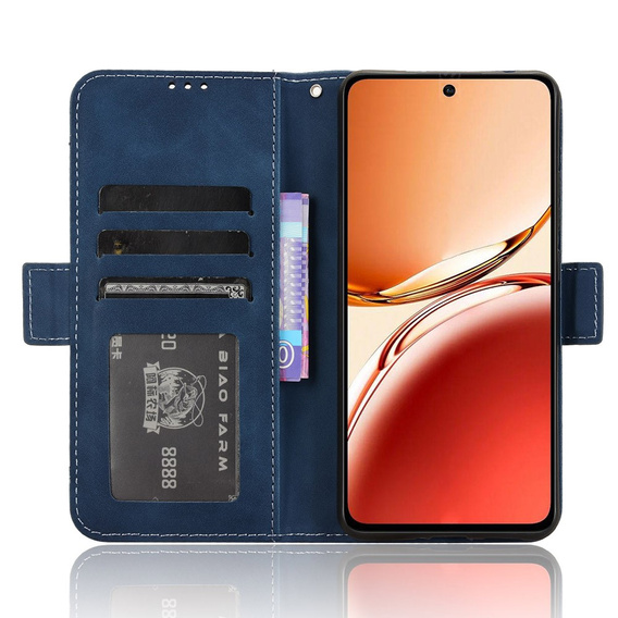 Cu clapetă pentru Oppo Reno 12FS / 12F, Card Slot, albastru închis