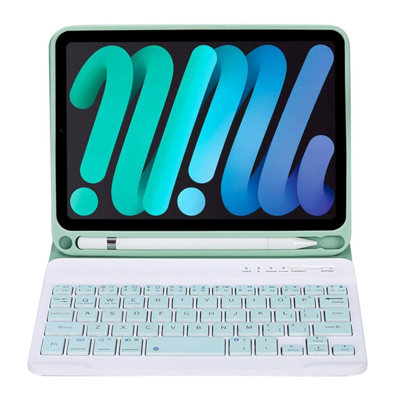 Carcasă cu tastatură bluetooth pentru iPad mini 8.3" 2021 (6 gen.) / iPad mini 8.3" 2024 (7 gen.), verde