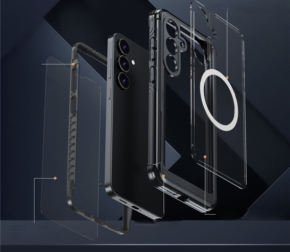 Husă pentru Samsung Galaxy S25 FE, Shockproof, cu sticlă, pentru MagSafe, negru