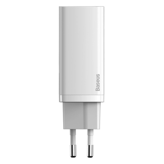 Baseus GaN2 Lite 65 W USB-C + USB-A încărcător de rețea, alb (UE)