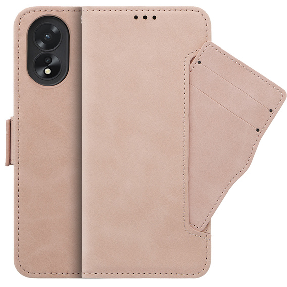 Cu clapetă pentru Oppo A38 4G / Oppo A18 4G, Card Slot, roz