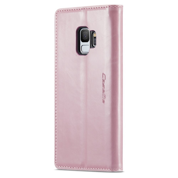 Carcasă flip CASEME pentru Samsung Galaxy S9, Waxy Textured, roz