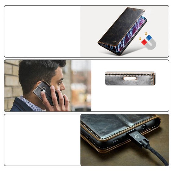 Carcasă flip CASEME pentru Samsung Galaxy S9, Waxy Textured, cafea