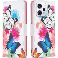 Cu clapetă pentru Motorola Moto G53 5G / G23 / G13, Wallet, butterfly, alb