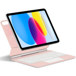 Husă de tastatură pentru iPad 10.9" 2022 (10 gen.) / iPad 11" 2025 A16 (11 gen.), Magnetic Keyboard Touchpad, roz