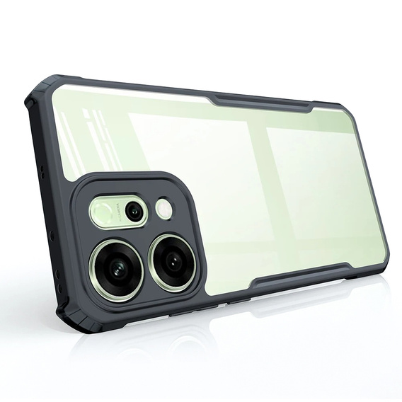 Carcasă pentru Oppo Reno 14, întărită, transparentă cu laturi negre