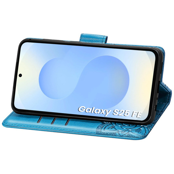 Cu clapetă pentru Samsung Galaxy S25 FE, Butterfly, albastru