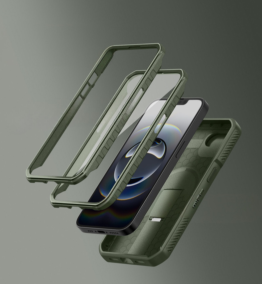 Carcasă blindată pentru iPhone 16e, Dexnor CamProtect MagSafe, verde
